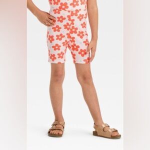 NEW - Toddler Girls' Floral Ribbed Bike Shorts - Cat & Jack. Pink Flower. 18 mos
